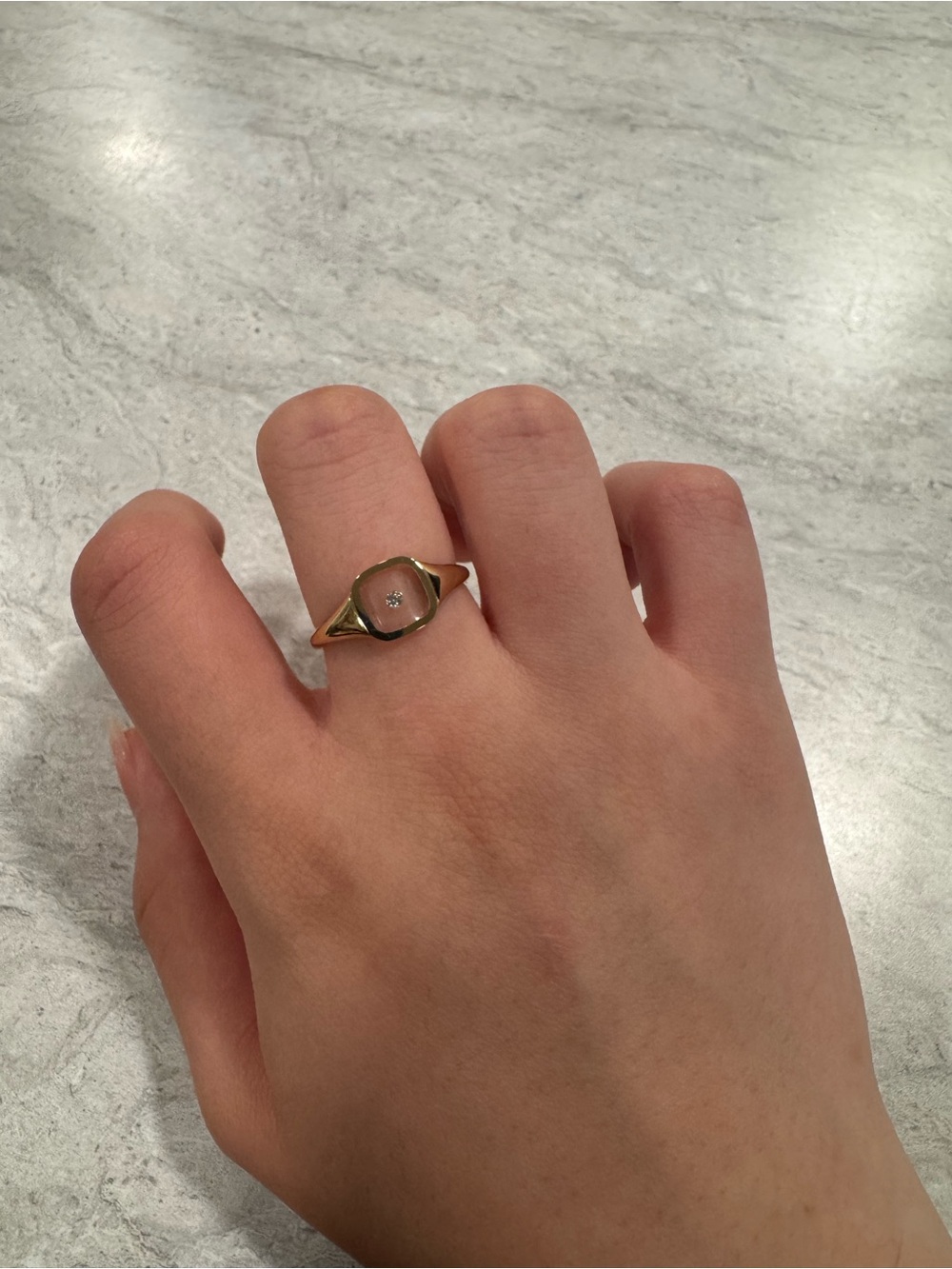 ana luisa Gold Floating Diamond Signet Ring - Picture 5 of 8